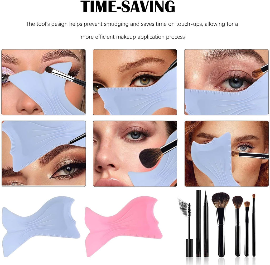 7-in-1 Silicone Eyeliner Stencil Tool for Defined Eye Makeup - Reusable Mascara Shield, Eyebrow Shaper, and Blush