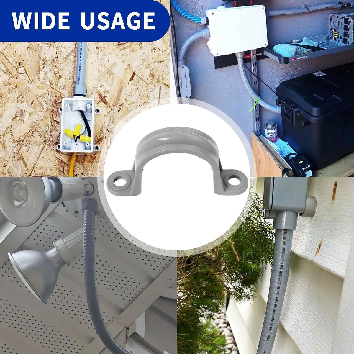 (1" Conduit Strap 30 Pack) Yariwiz 1 inch Plastic PVC Flex Electrical Conduit Strap Clamp Fittings