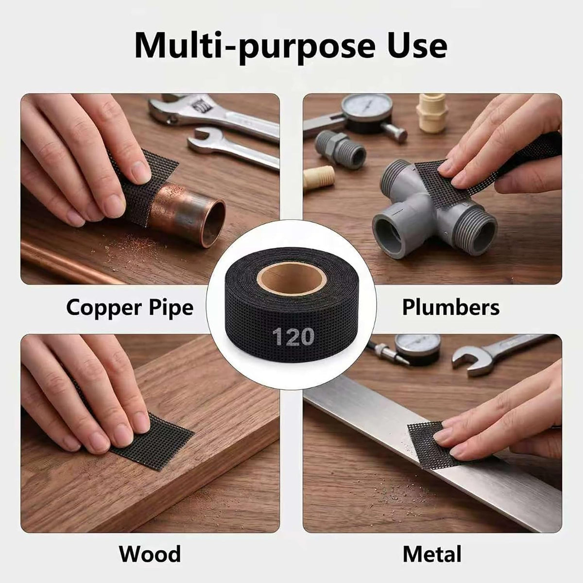 120 Grit Emery Cloth Roll,Mesh Sandpaper Roll for Copper Pipe,Plumber