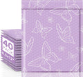 Cute Design Bubble Mailers 8.5x12 Inch 40 Pack Purple Butterfly