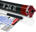 Right Hand Wind (Red Cone) 2" Garage Door Torsion Spring with Non-Slip Winding Bars & Gloves, Electrophoresis Black