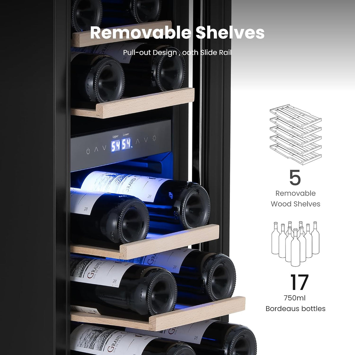 12 Inch Dual Zone Wine Fridge with 17 Bottle