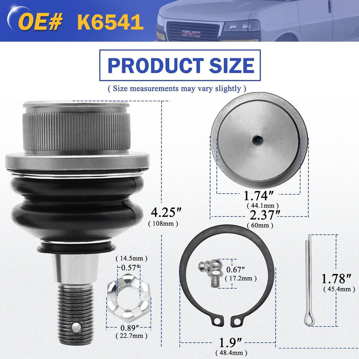 K6541 Front Lower Ball Joints for Select Chevy GMC Cadillac Models
