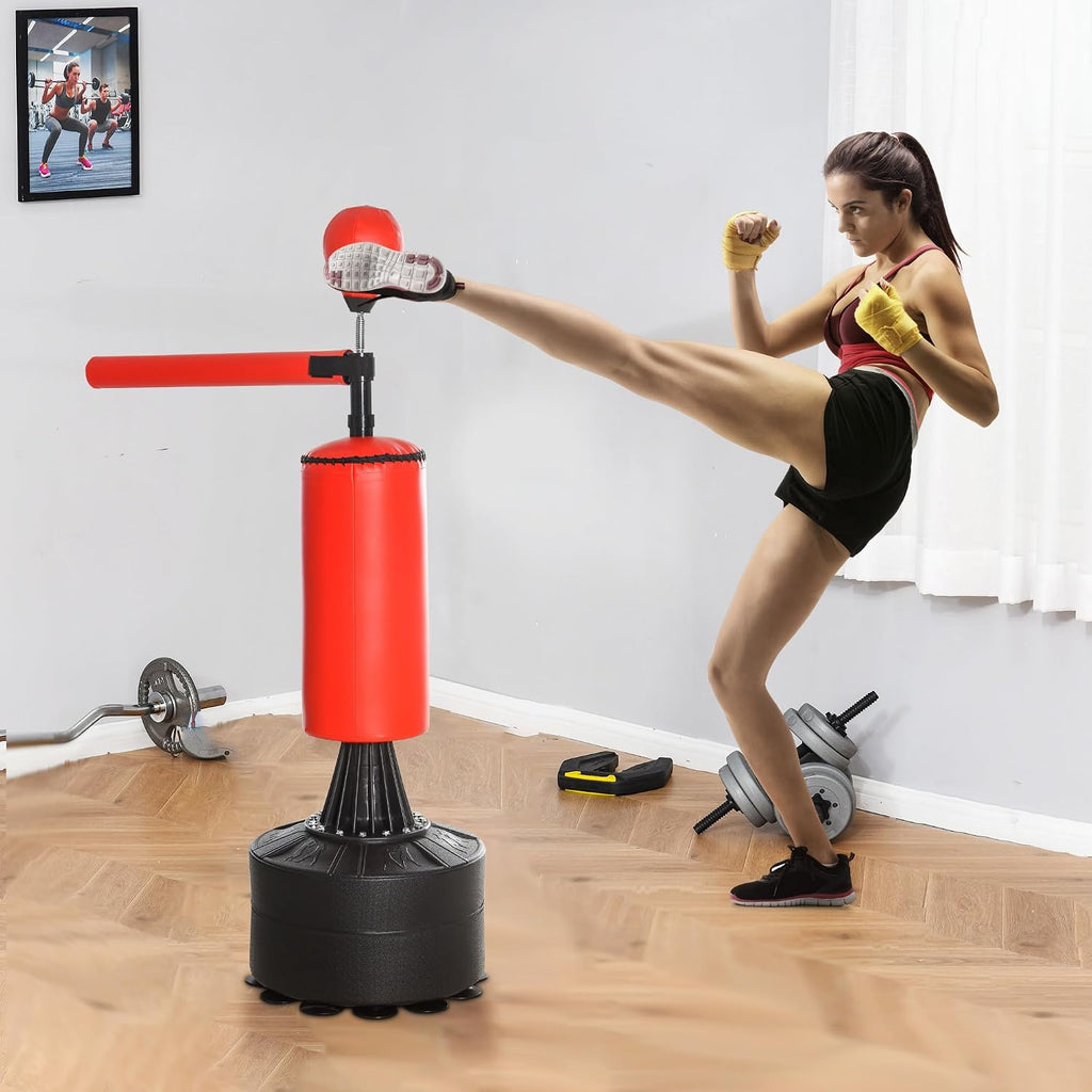 Boxing Bag, Freestanding Punching Bag with Speed Ball, Reflex Bag | Rotating Boxing Bar and Gloves, Weighted Base