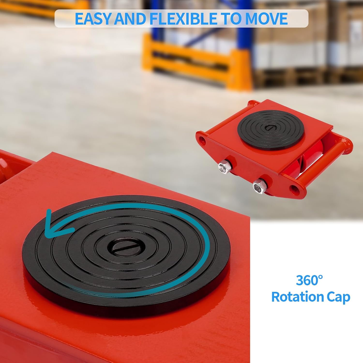 Machinery Mover 6T 13200LB Capacity Machinery Skate, Red | 4 Wheels Dolly Skate Roller, 360 Degree Rotation Cap