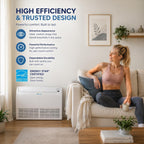 Floor Console Mini Split AC/Heating System, White, 12000 BTU