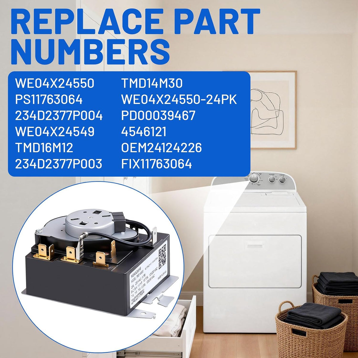 WE04X24550 234D2377P004 GTD42EASJ2WW GTD48EASW0WB Fit for GE Dryer Timer