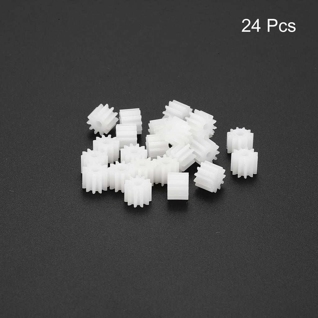 MECCANIXITY 24Pcs Module 0.5 Plastic Gears 11 Teeth 1.65mm ID 5mm White