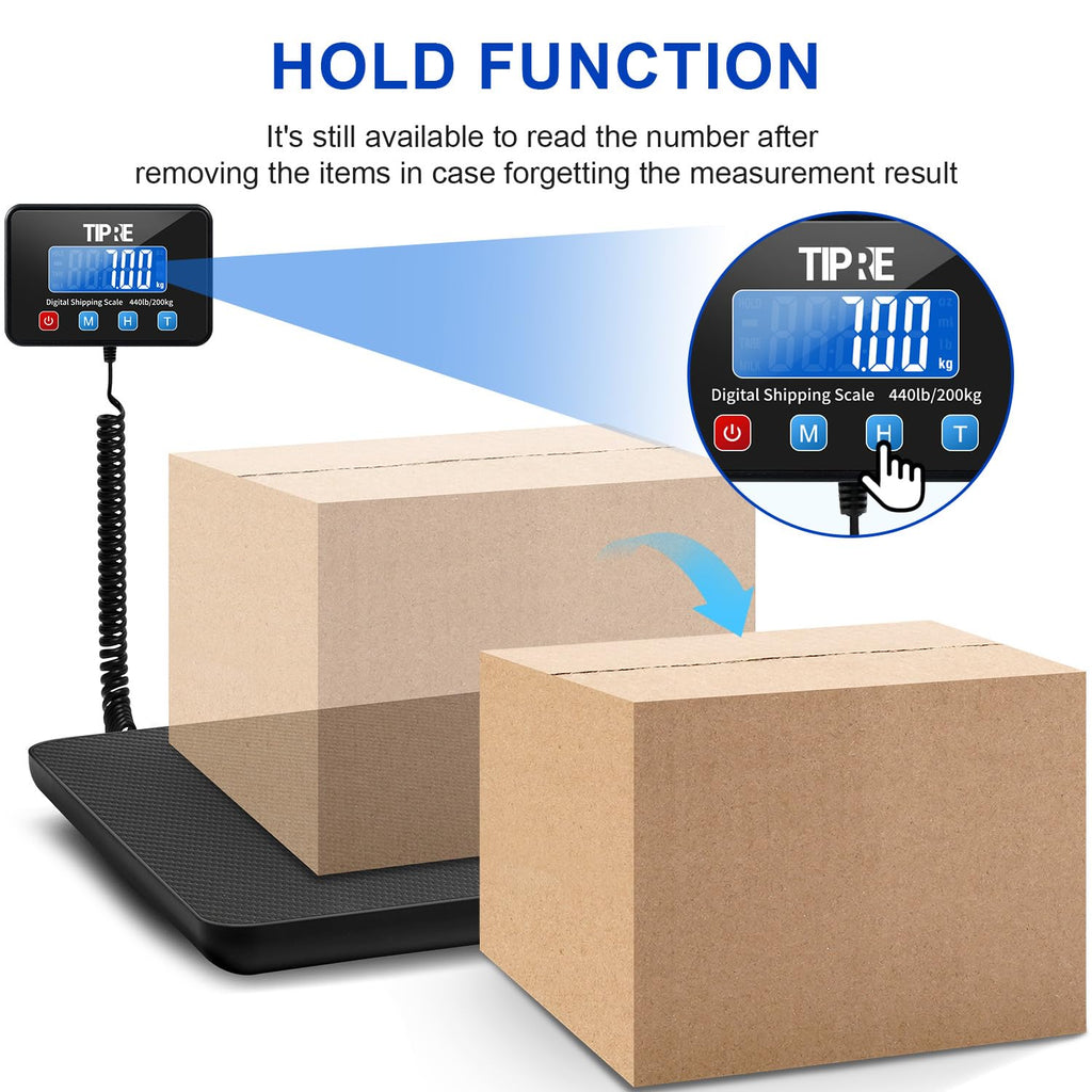 Shipping Scale 440lbs for Packages,Lightweight Carbon Fibre Heavy Duty Digital Postal Scale,0.5 oz High Accuracy