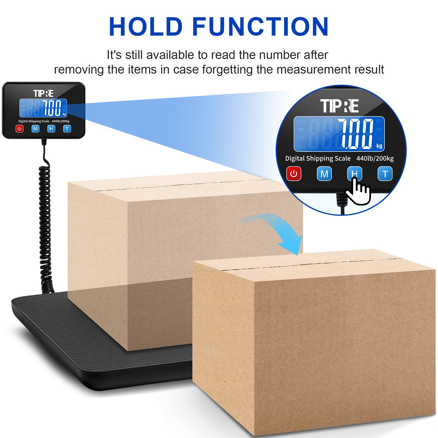 Shipping Scale 440lbs for Packages,Lightweight Carbon Fibre Heavy Duty Digital Postal Scale,0.5 oz High Accuracy