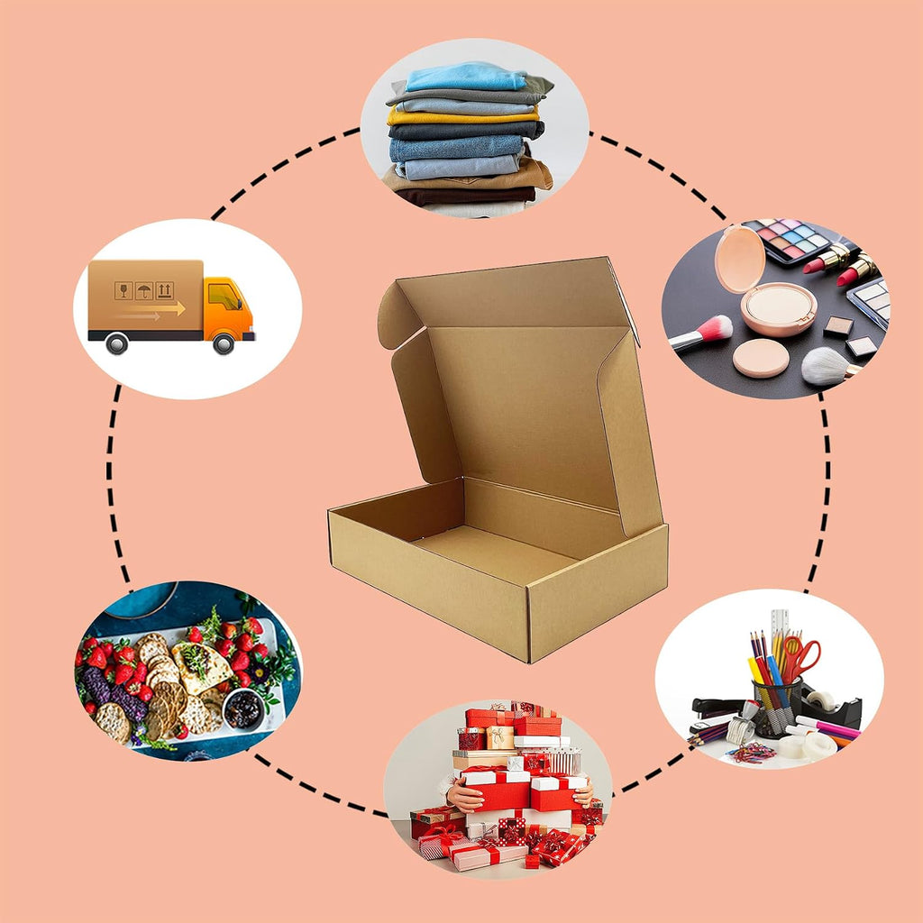 14x9x3 inch Shipping Boxes Set of 20, Brown Corrugated Cardboard Mailer Box