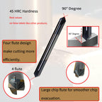 1/4" Chamfer Mill, Carbide, 4 Flute, 90° Degree, Double End