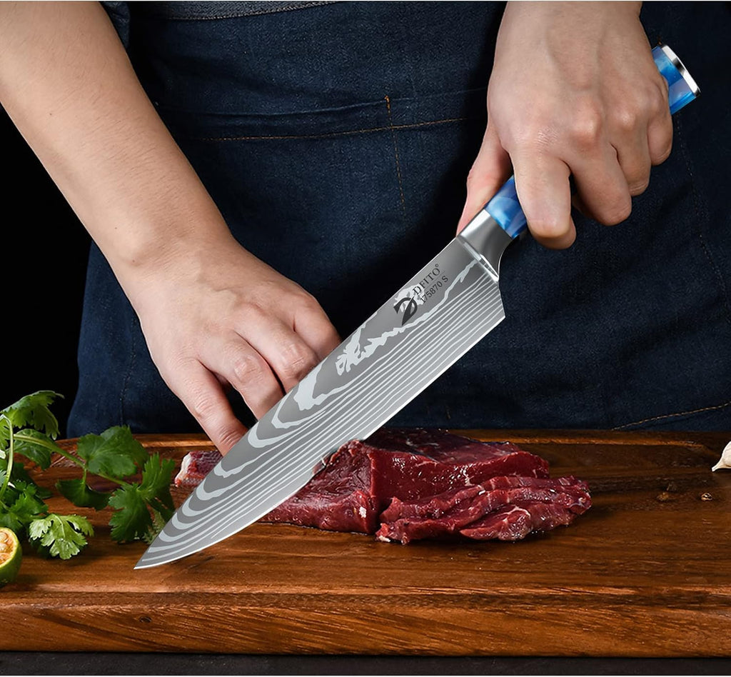 Chef Knife Sets with Roll Bag, 9 Pieces Professional Knife Set