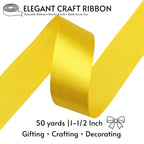 1-1/2 Inch Yellow Satin Ribbon 50 Yards Single Face Polyester