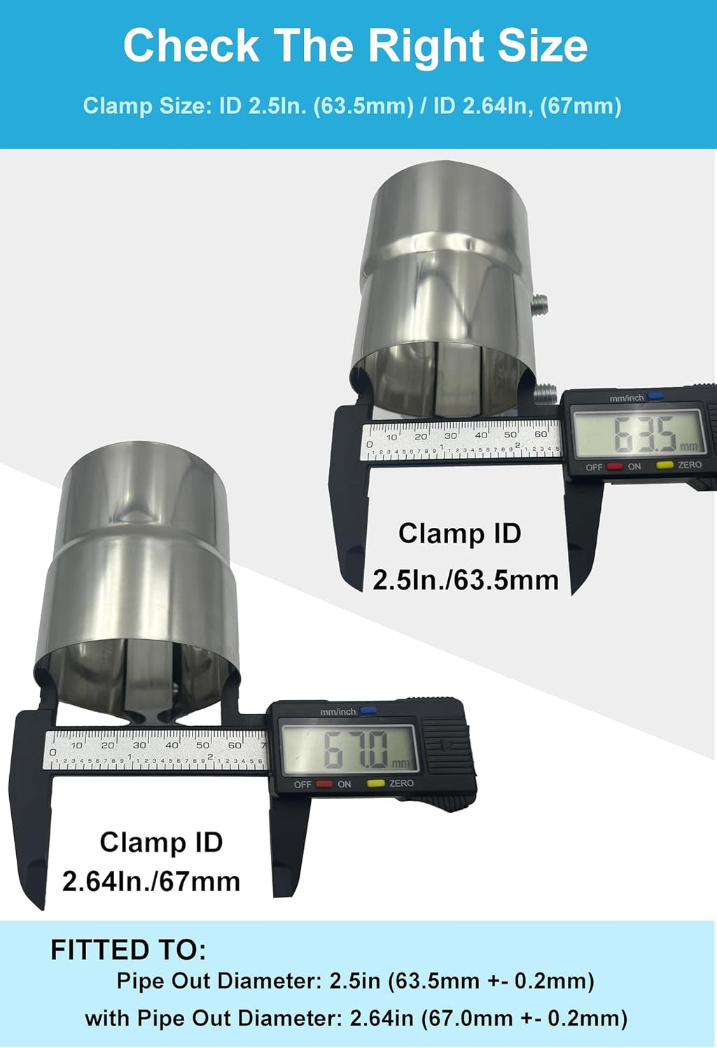 2.5 Inch Exhaust Clamps 2 Packs,2 1/2in Lap Joint Band Clamp
