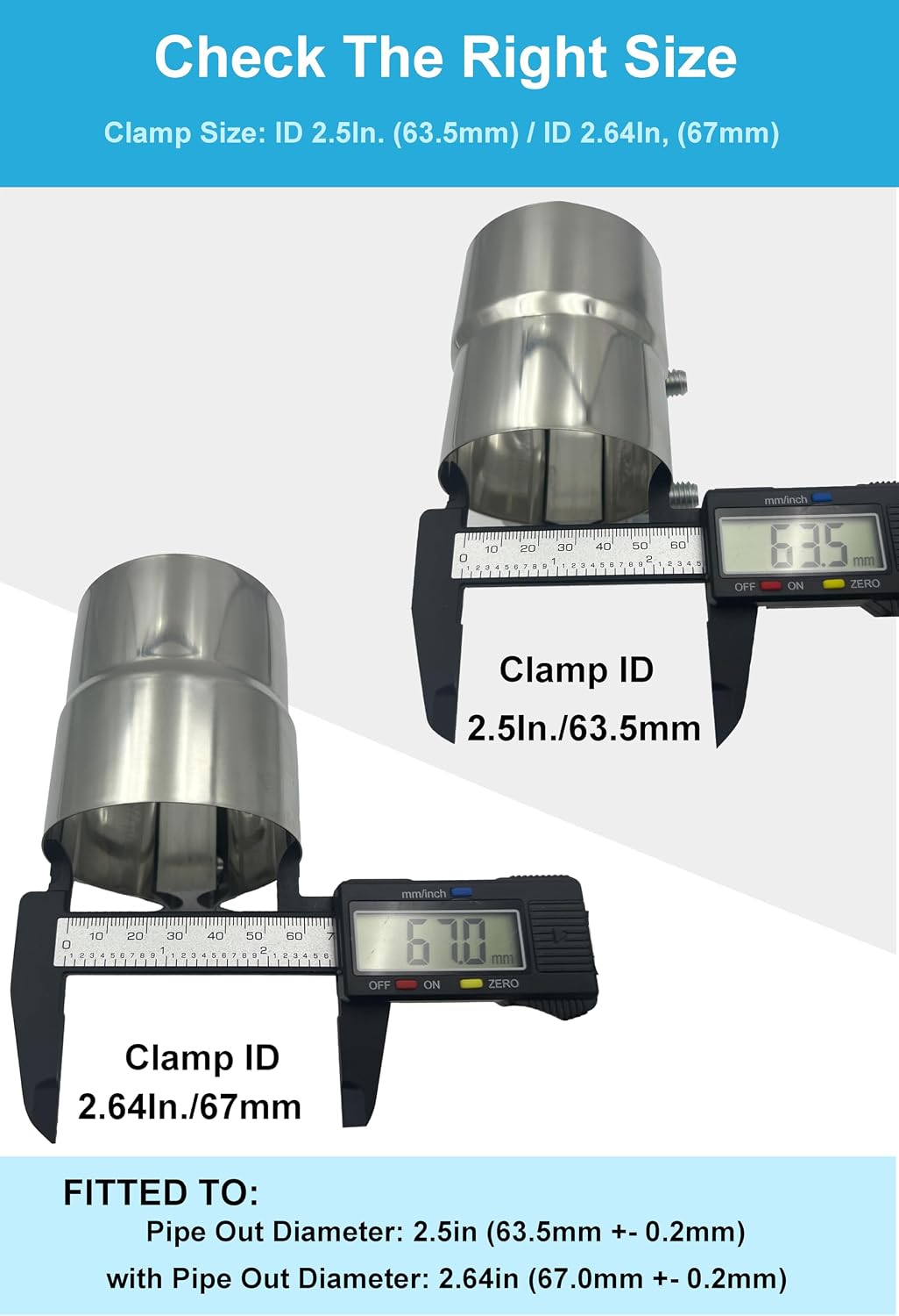 2.5 Inch Exhaust Clamps 2 Packs,2 1/2in Lap Joint Band Clamp
