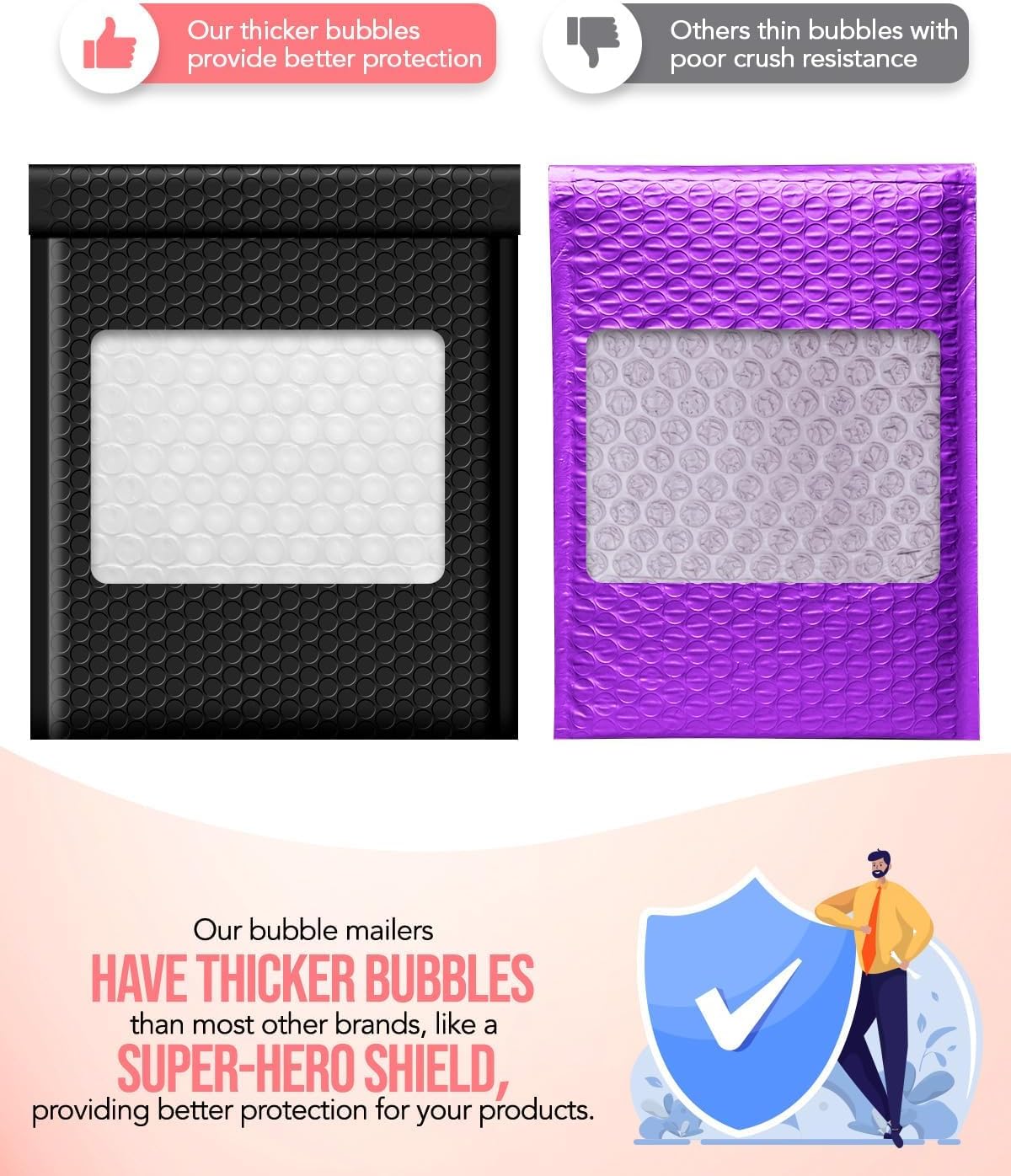 Black Bubble Mailers 8.5x12" 500 Pack Padded Envelopes Self Seal