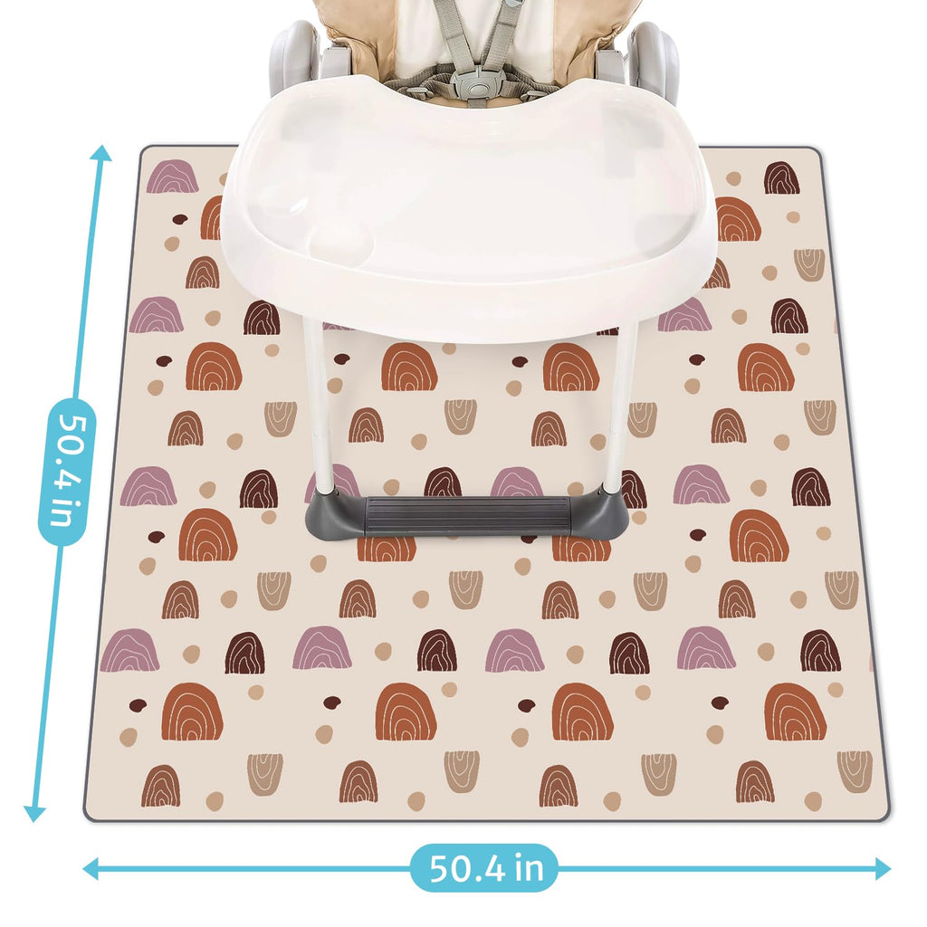 Baby Splat Mat for Under High Chair, 50.4 x 50.4 Inch Wipeable Splash Mat, Waterproof and Washable, Anti-Slip Floor