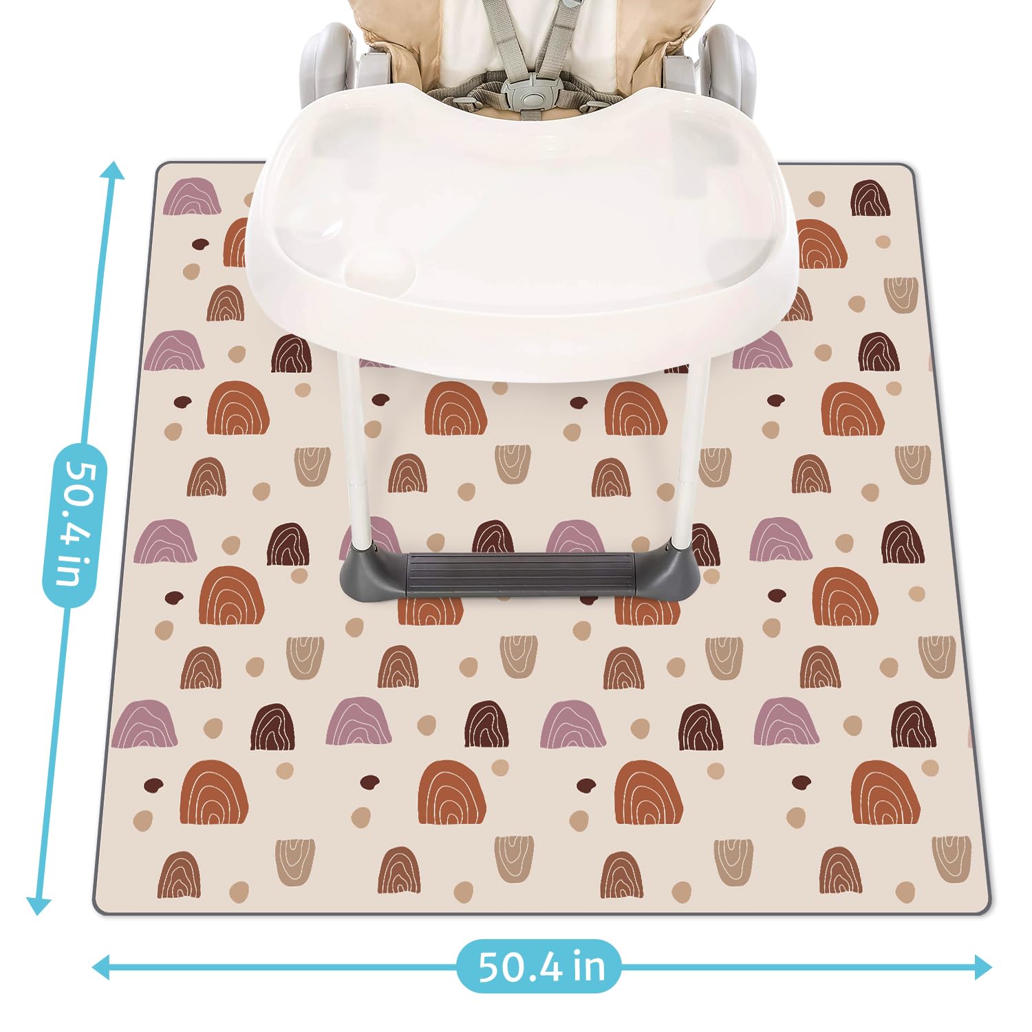 Baby Splat Mat for Under High Chair, 50.4 x 50.4 Inch Wipeable Splash Mat, Waterproof and Washable, Anti-Slip Floor