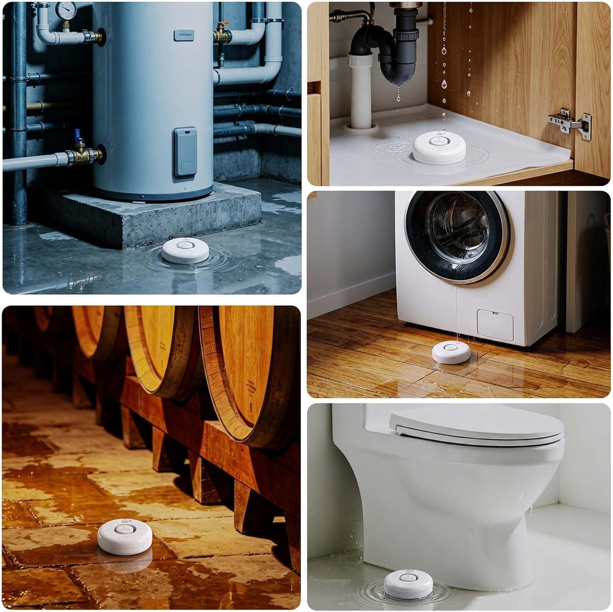 Water Leak Detector for Home 3 Pack, Driping Leakage Flood Detectors IP67 | Wet Moisture Alert, 120dB Adjustable