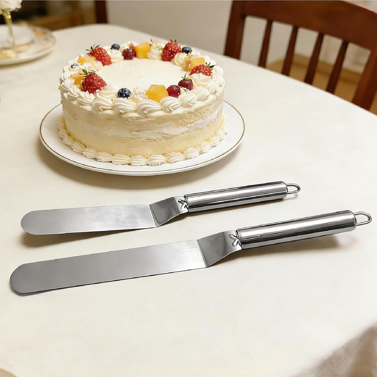Offset Spatula Set - 2Pcs 6" & 8" Stainless Steel Icing Frosting Smoother - Cake Decorating Tools for Cake