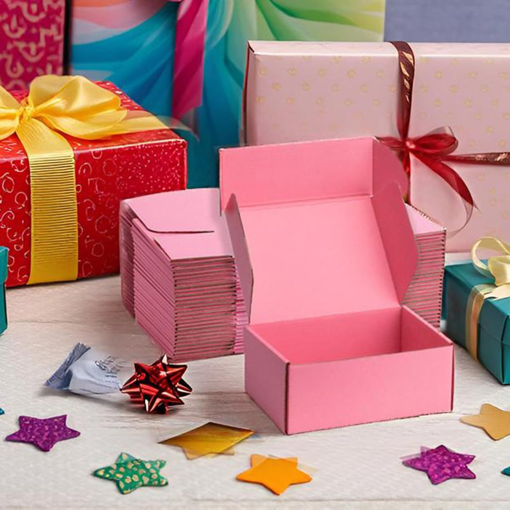 Pink Shipping Boxes 8x6x3 Inches, 20 Pack