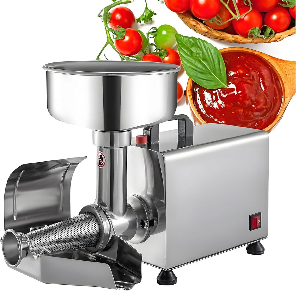 Electric Food Mill for Tomato Sauce,110-350 lbs/h Output, Commercial Grade Tomato Strainer with Funnel, 304 Stainless