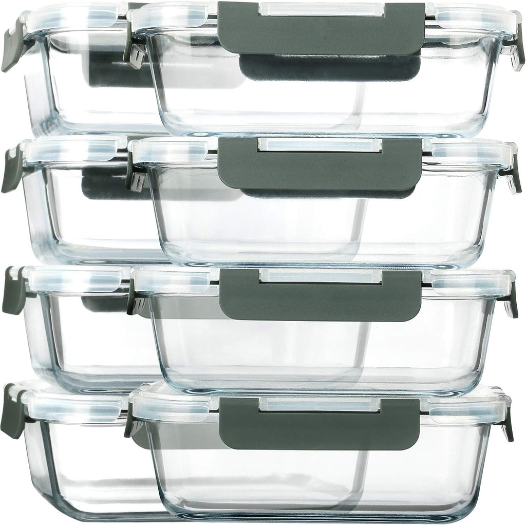 [8-Pack,30 oz] Glass Meal Prep Containers,Glass Food Storage Containers,Airtight lunch Containers with Lids