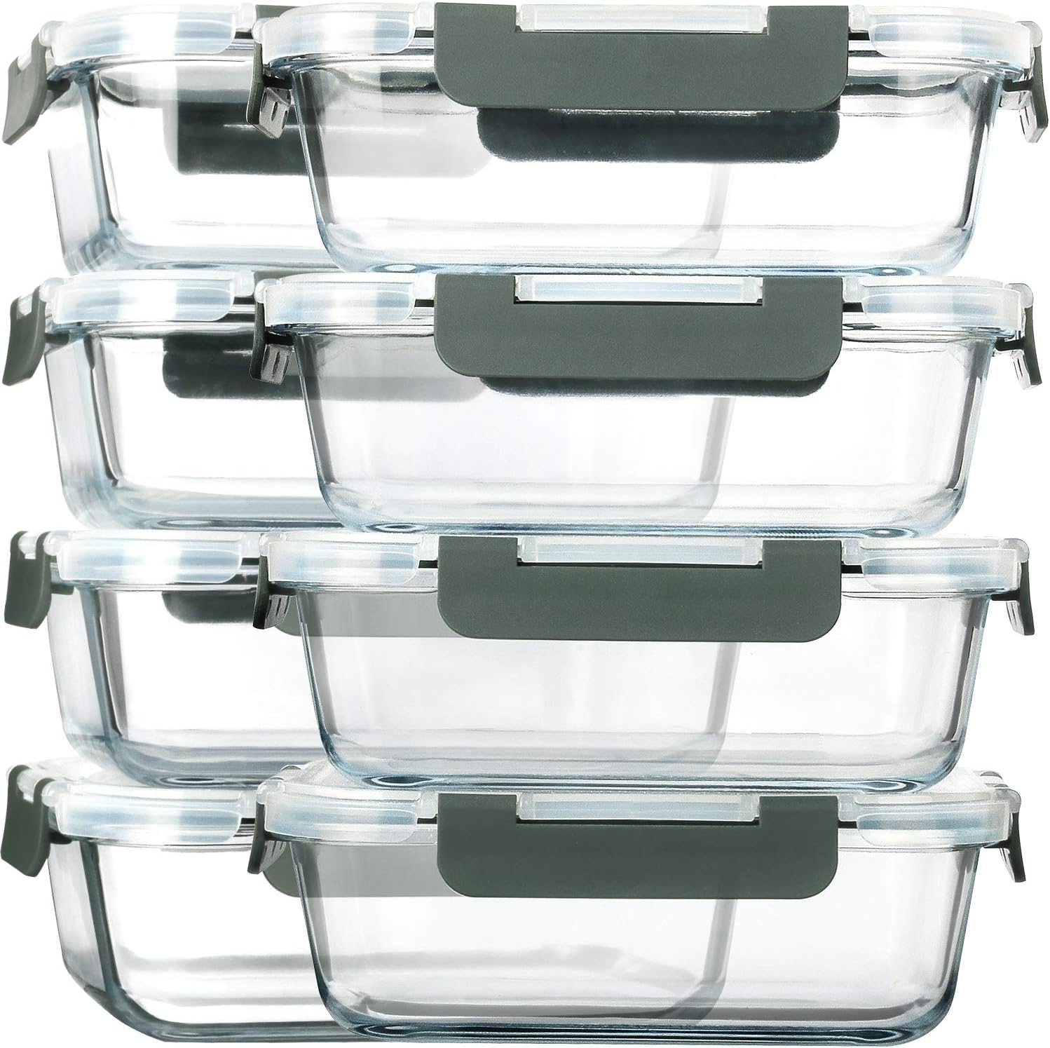 [8-Pack,30 oz] Glass Meal Prep Containers,Glass Food Storage Containers,Airtight lunch Containers with Lids