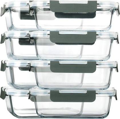 [8-Pack,30 oz] Glass Meal Prep Containers,Glass Food Storage Containers,Airtight lunch Containers with Lids