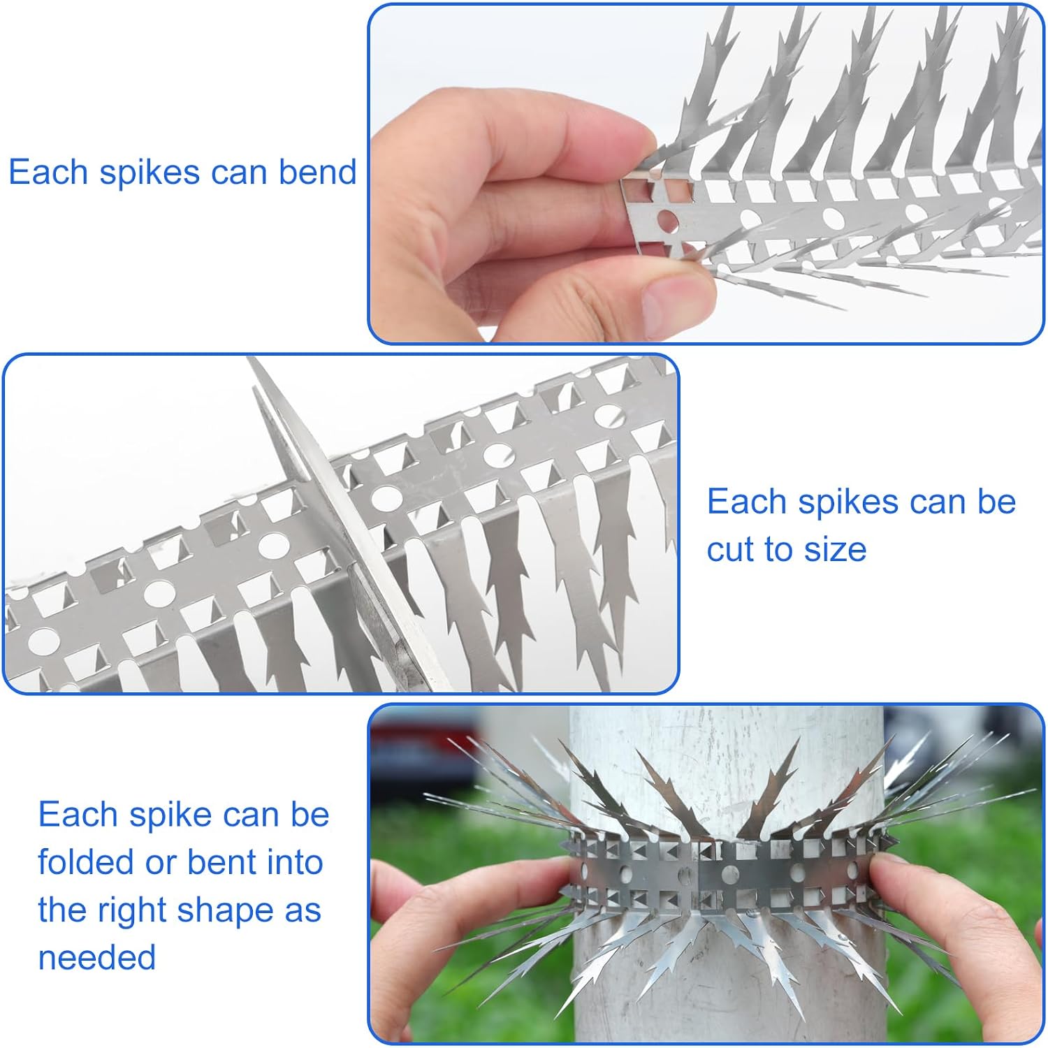 Bird Spikes, 5 FT Stainless Steel Bird Deterrent Spikes, Pigeon Spikes for Outside to Keep Birds Squirrel Raccoon Cat