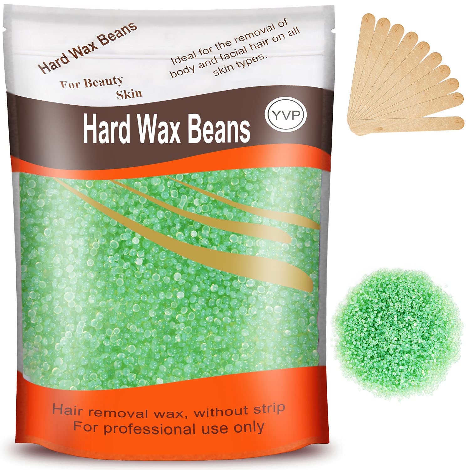 Hard Wax Beads for Brazilian Waxing, At Home Pearl Wax for Bikini, Face, Eyebrow, Legs - 300g (10 Oz) with 10 Wax