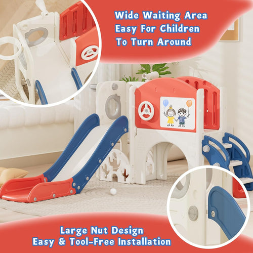 10 in 1 Toddler Slide Playset for 1-3 Years - 1-Hour Easy Assembly, Sturdy Compact Design, Indoor/Outdoor Playground