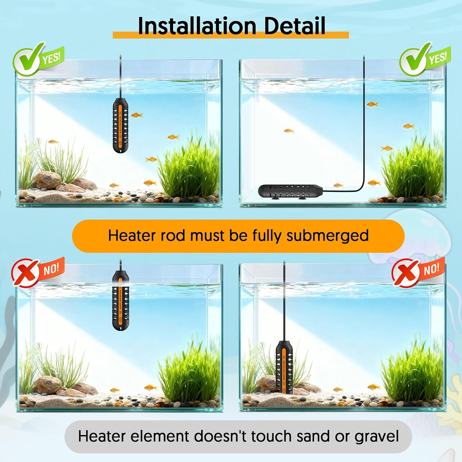 Aquarium Heater, 25W Adjustable Fish Tank Heater with Digital Display | External Temperature Controller, Submersible