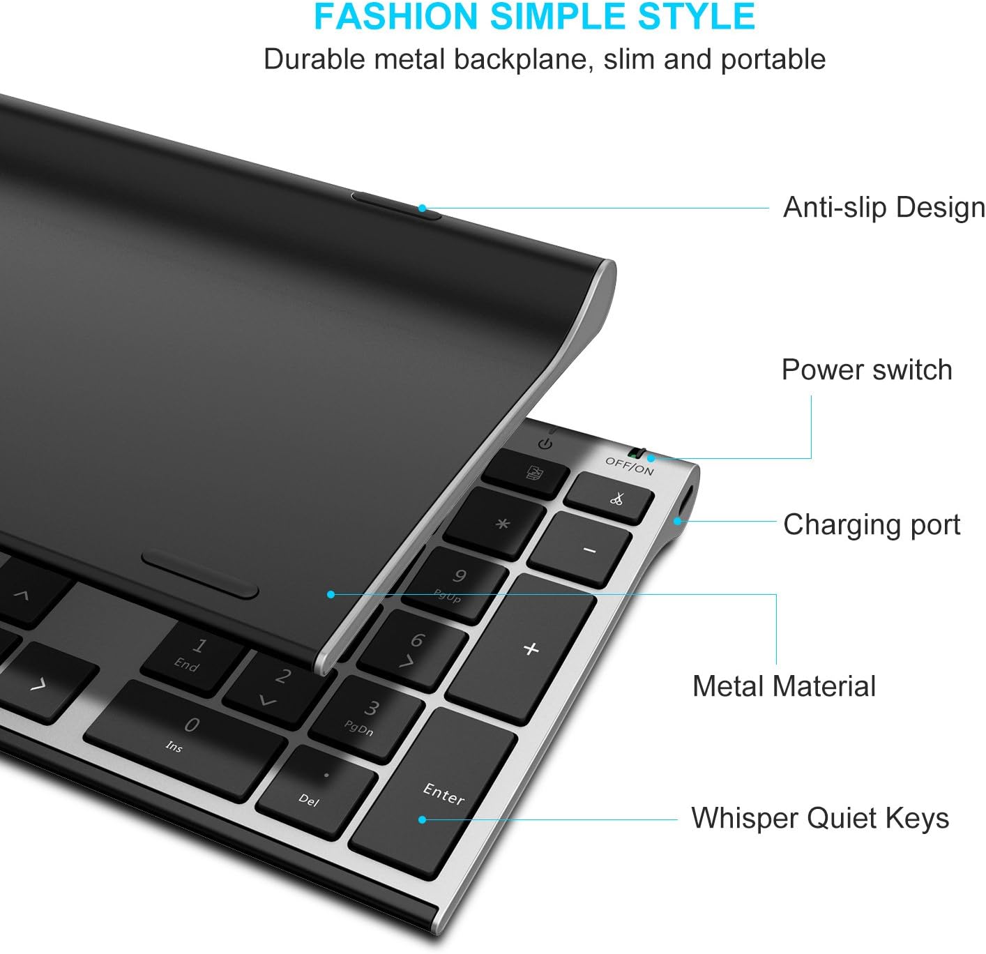 Wireless Keyboard and Mouse, Rechargeable Ultra Slim, Dark Gray | Quiet Full-Size Keyboard and Mouse Combo Set, for