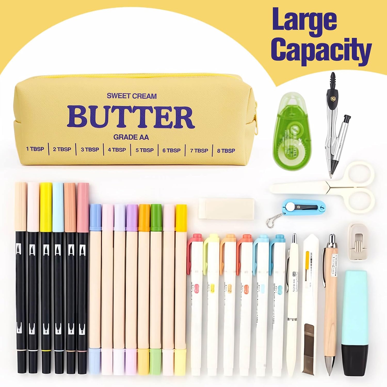 Funny Butter Sticks Soft Pencil Case Pouch College School Supplies | Pencil Box with Zipper for Teen Girls Boys Women
