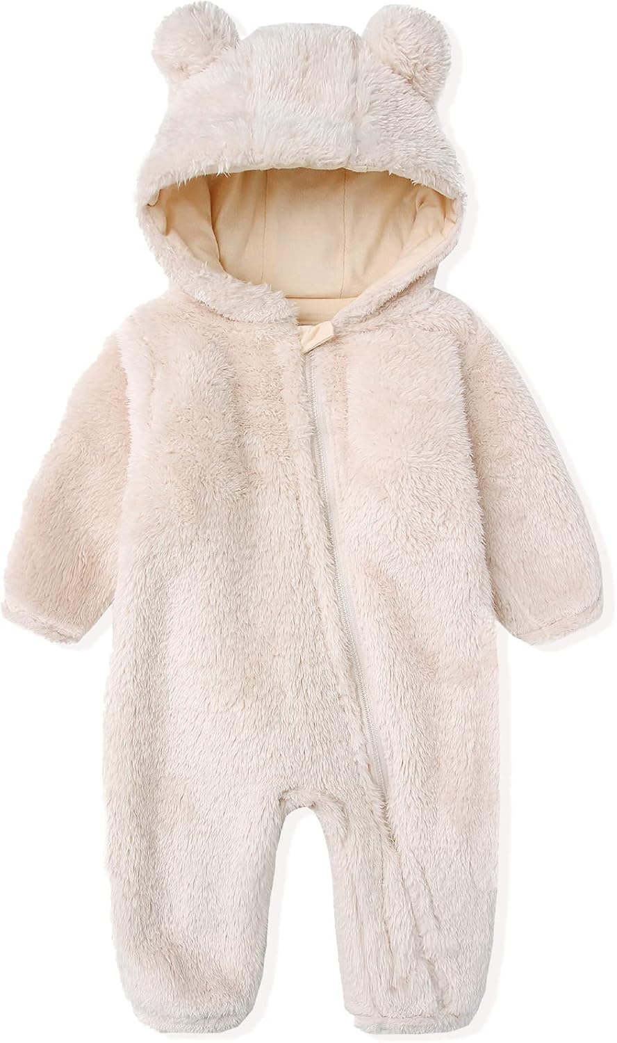 Newborn Baby Snowsuit Fleece Lined Onesie Outfits Warm Hooded Romper for Infant