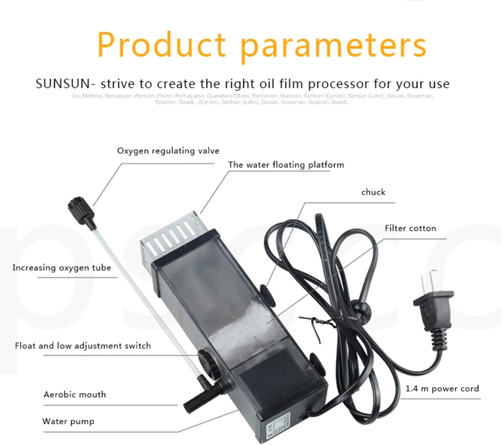 Aquarium Surface Protein Skimmer 5W JY03 Aquarium Oil Film Processor JY-03 Oil Removal Filter Fish Tank Filter