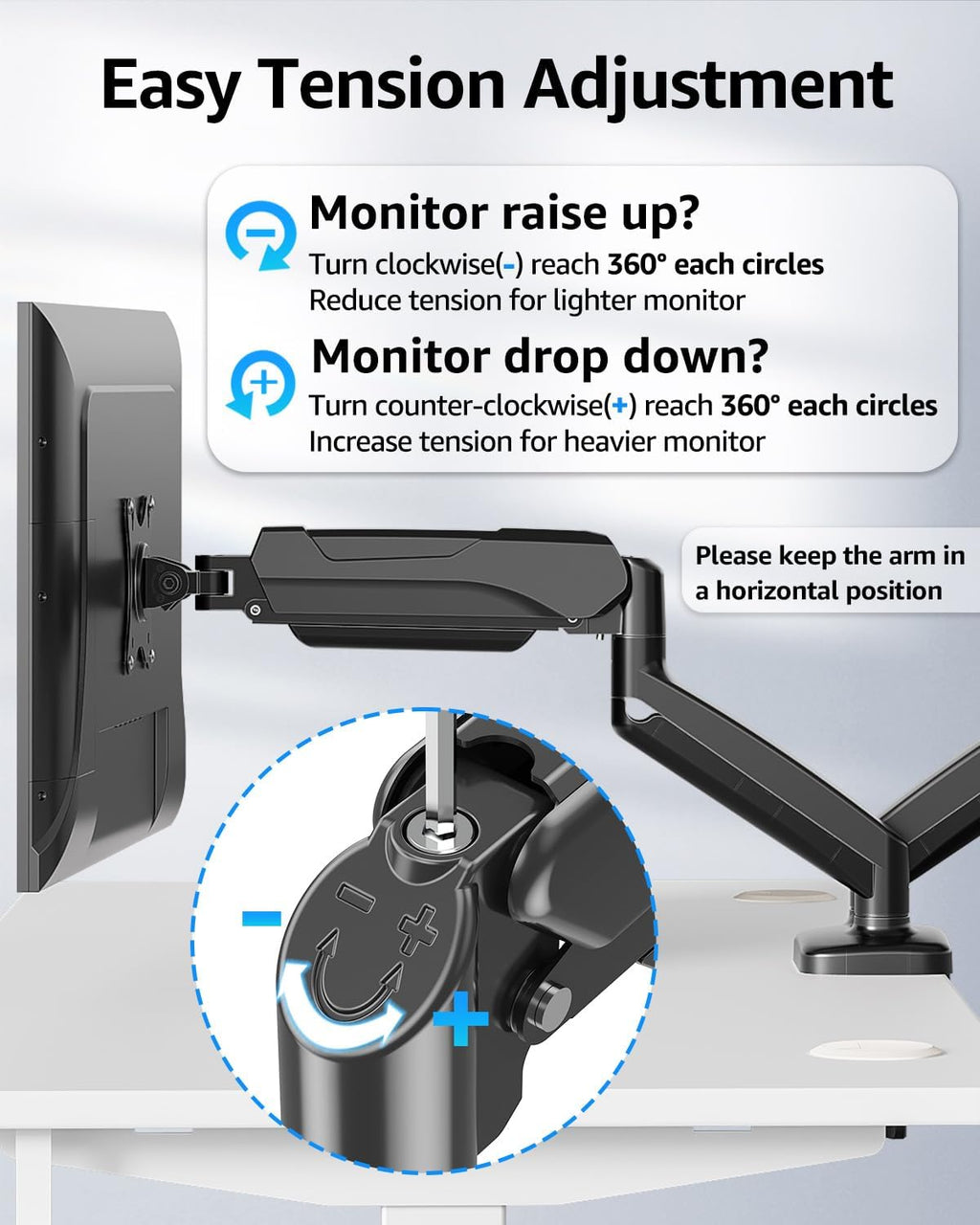 Dual Monitor Stand for Desk, Monitor Arms for 2 Monitors 32 27 24 22 Inches, Height Adjustable Double Monitor Mount