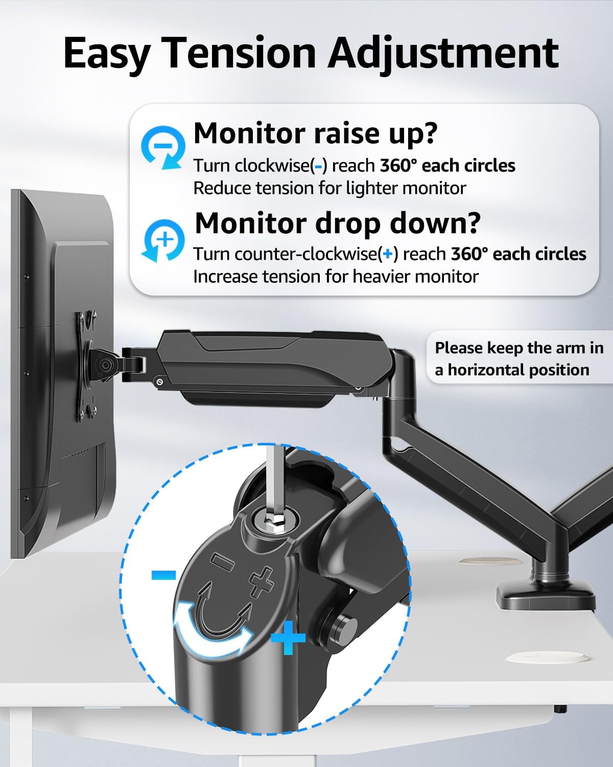 Dual Monitor Stand for Desk, Monitor Arms for 2 Monitors 32 27 24 22 Inches, Height Adjustable Double Monitor Mount