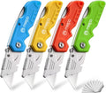 4-Pack Box Cutter, Colorful Folding Utility Knife w/ 10 pcs Blades