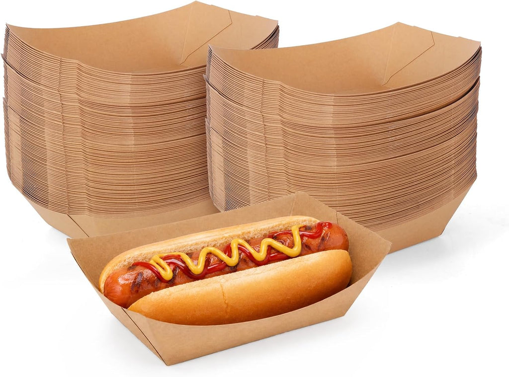 200 Pack 3lb Paper Food Trays, Disposable Boats for Serving Food