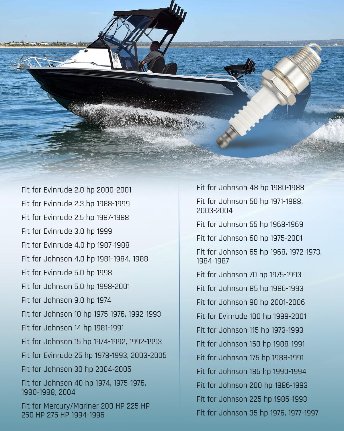 QL77CC Outboard Motor Spark Plug Fit for Mercury Mariner Johnson Evinrude