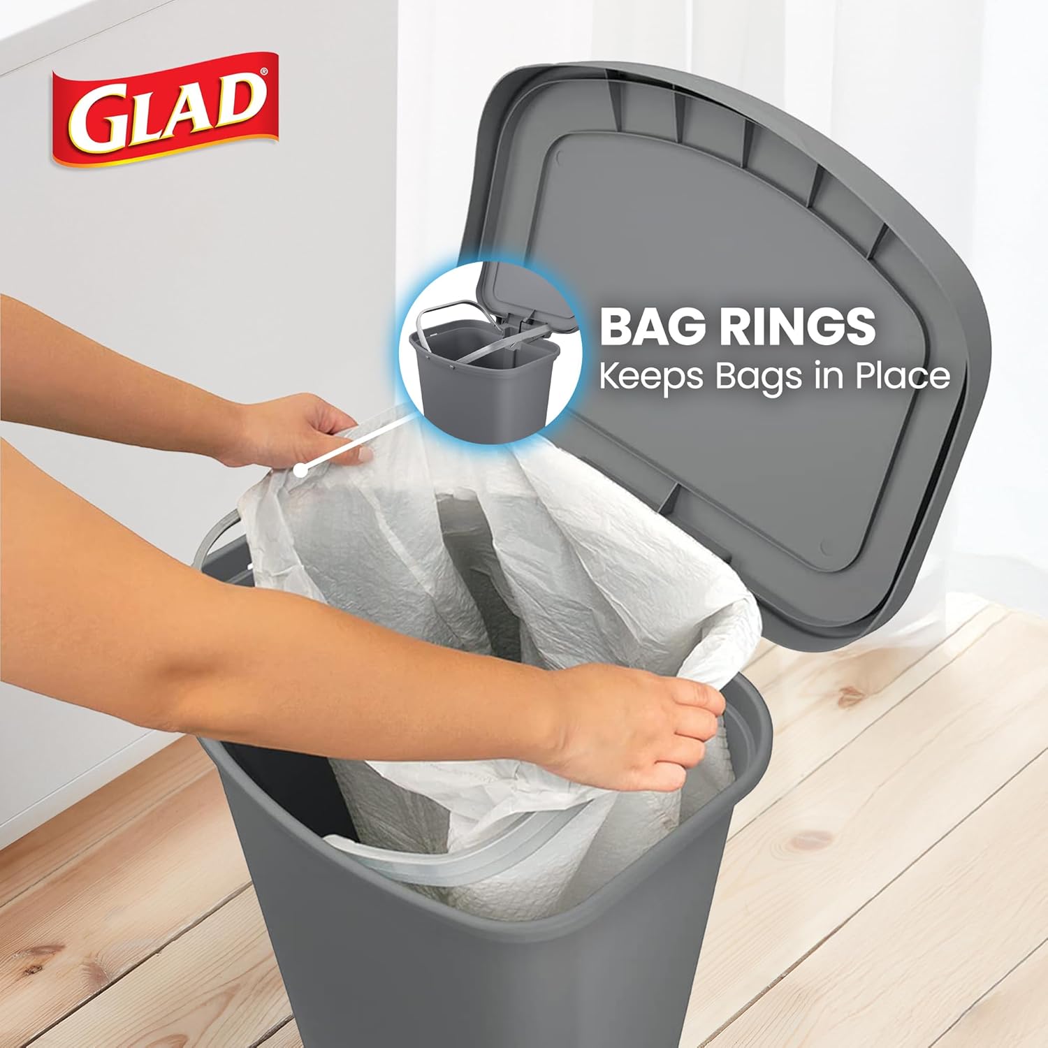 13 Gallon Trash Can with Clorox Odor Protection | Plastic Kitchen Waste Bin | Hands Free with Step On Foot Pedal and