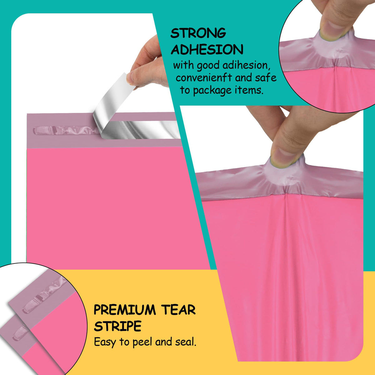 Poly Mailers 10x13 Inch, 100 Pack, Pink Shipping Bags, 2.4 Mil