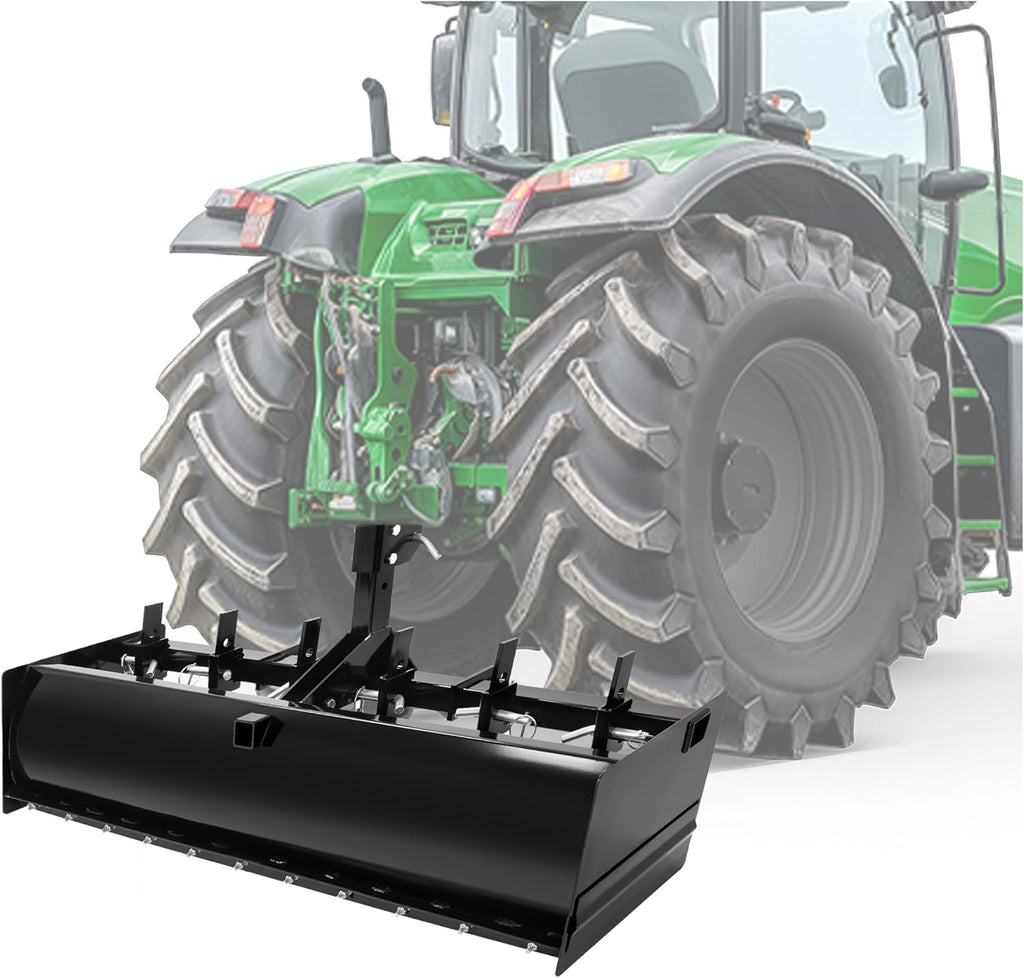 55" 3 Point Box Scraper Compatible with CAT 0 Three-Point Tractor Box Blade Attachment Leveling Grading Landscaping