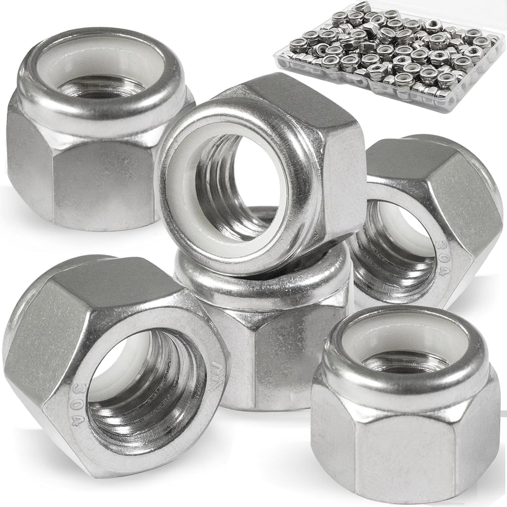 #8-32 Lock Nut, 120Pcs Stainless Steel Nylock Insert Locking Nuts