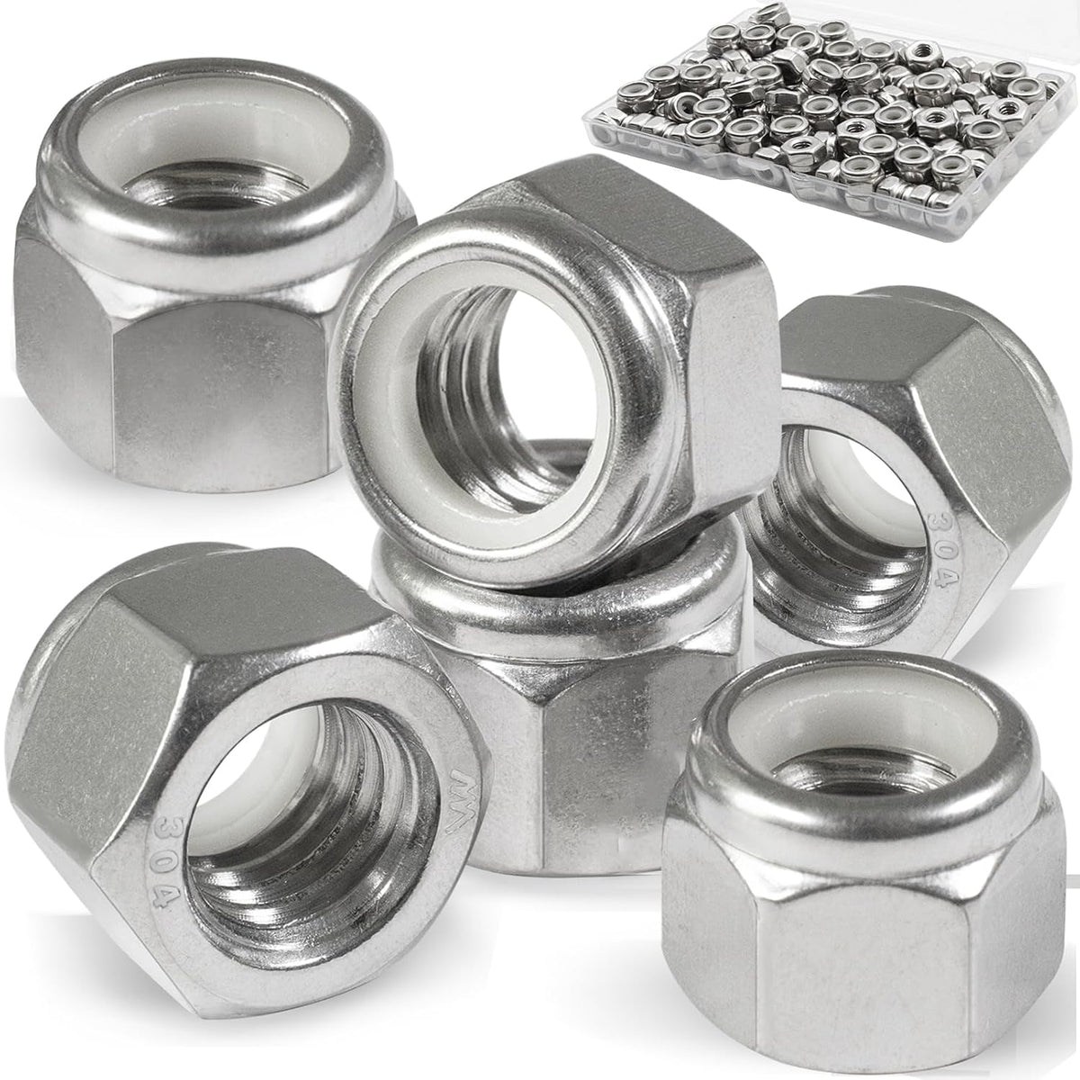 #8-32 Lock Nut, 120Pcs Stainless Steel Nylock Insert Locking Nuts