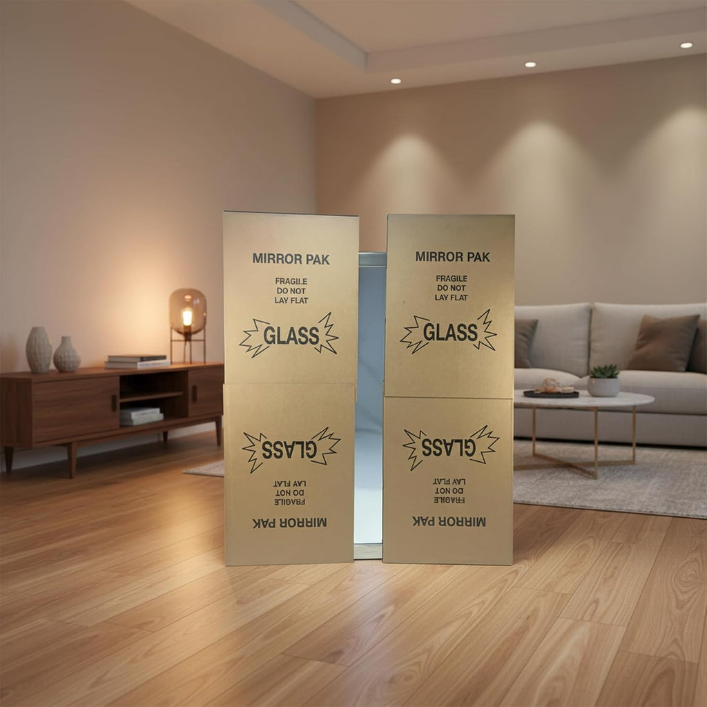 3 Picture & Mirror Moving Boxes for Large Pictures up to 40x60" (Includes 12 pieces, to fit 3 sets of Mirror) , Kraft