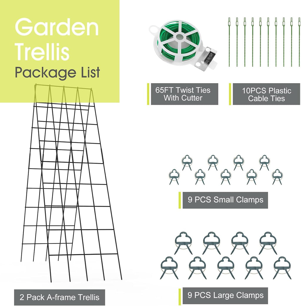 Cucumber Trellis for Raised Bed, Garden Trellis 16.5 x 60 Inch, Black | 2 PCS Metal Trellis for Climbing Plants